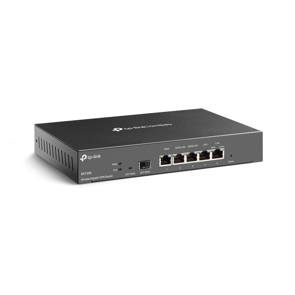 TP-Link TL-ER7206 Omada Gigabit VPN Router | 1 x Gigabit SFP, 5 x Gigabit RJ45 Ports TP-Link TL-ER7206 Omada Gigabit VPN Router | 1 x Gigabit SFP, 5 x Gigabit RJ45 Ports
